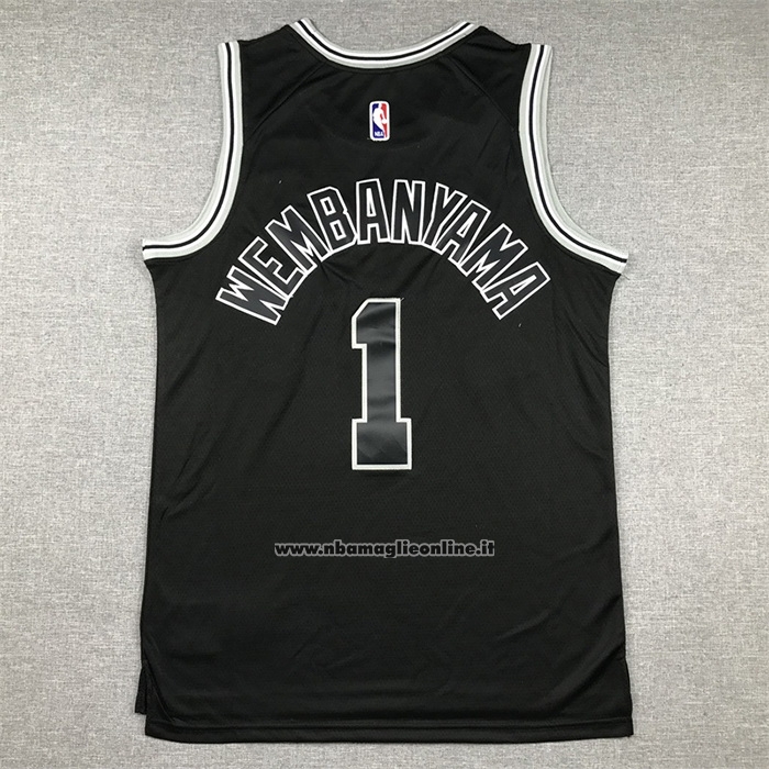 Maglia San Antonio Spurs Victor Wembanyama #1 Classic 2022-23 Nero